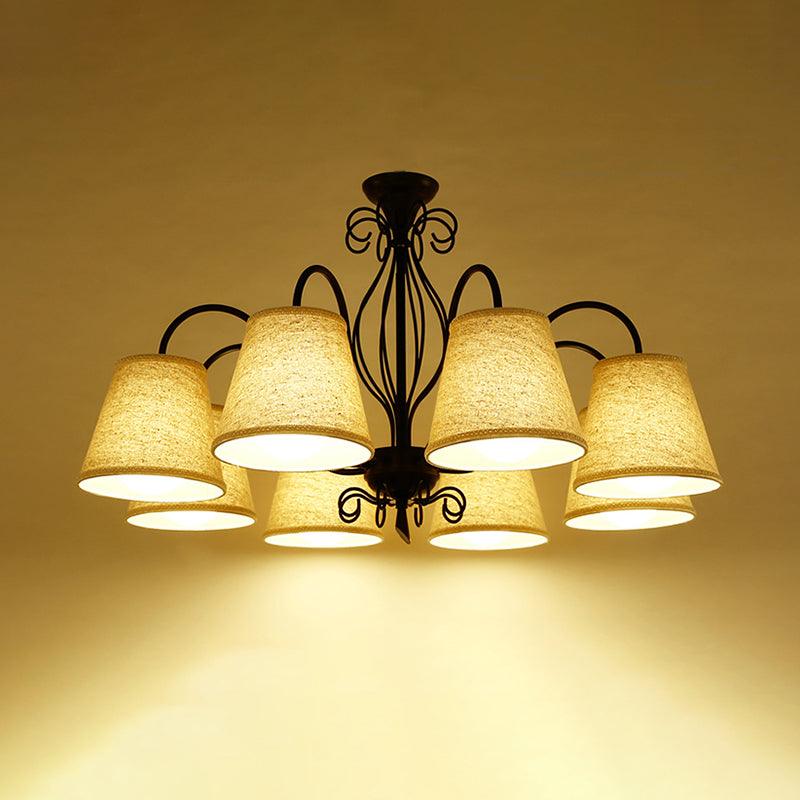 3/6/8 Bulbs Ceiling Lamp with Cone Fabric Shade Classic Chandelier - Rebooters