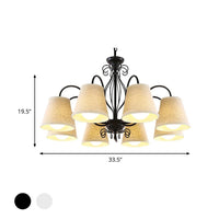 3/6/8 Bulbs Ceiling Lamp with Cone Fabric Shade Classic Chandelier - Rebooters