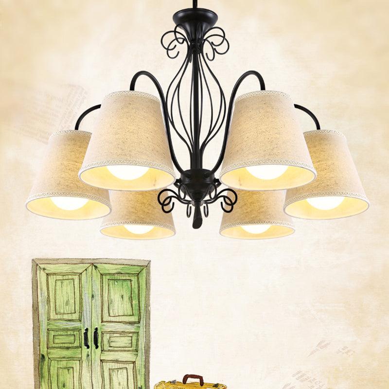 3/6/8 Bulbs Ceiling Lamp with Cone Fabric Shade Classic Chandelier - Rebooters