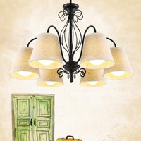 3/6/8 Bulbs Ceiling Lamp with Cone Fabric Shade Classic Chandelier - Rebooters