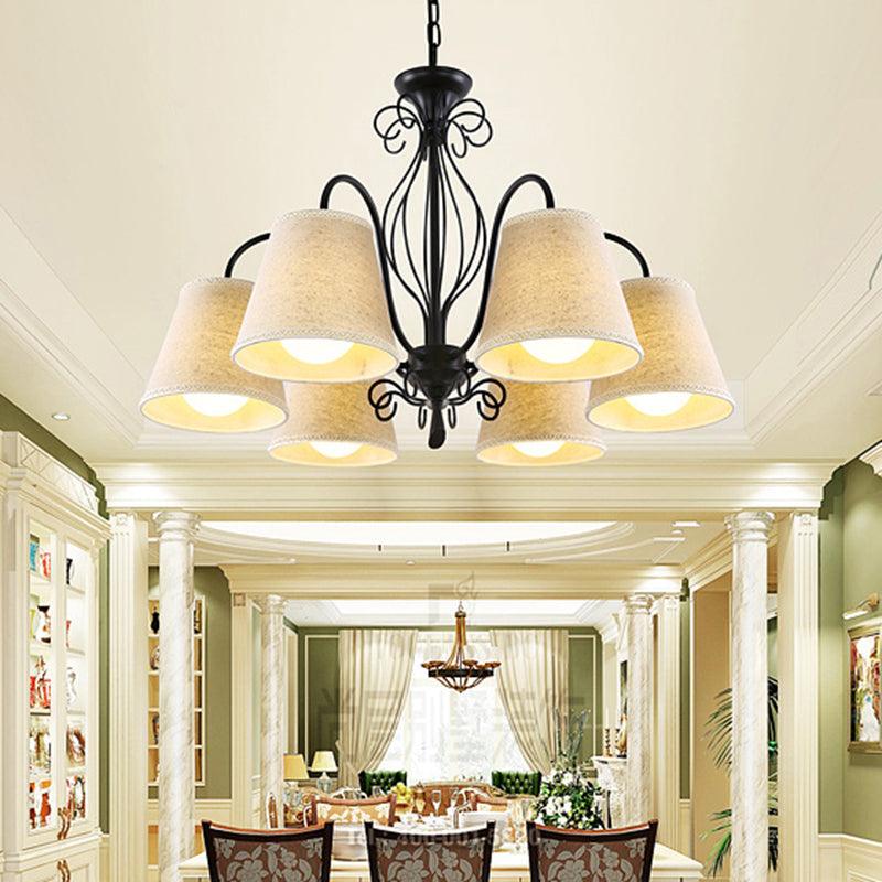 3/6/8 Bulbs Ceiling Lamp with Cone Fabric Shade Classic Chandelier - Rebooters