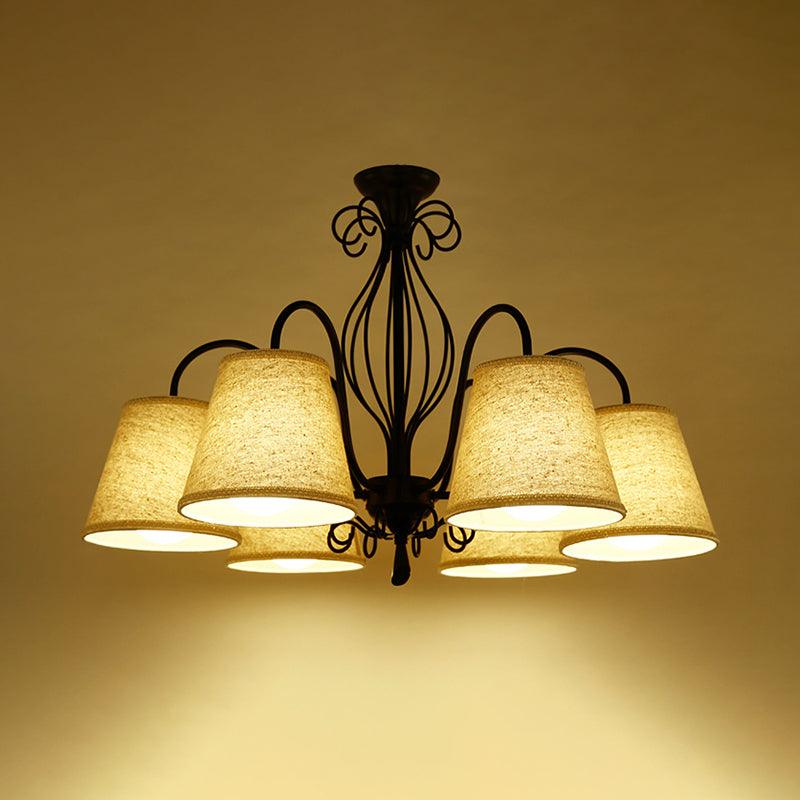 3/6/8 Bulbs Ceiling Lamp with Cone Fabric Shade Classic Chandelier - Rebooters