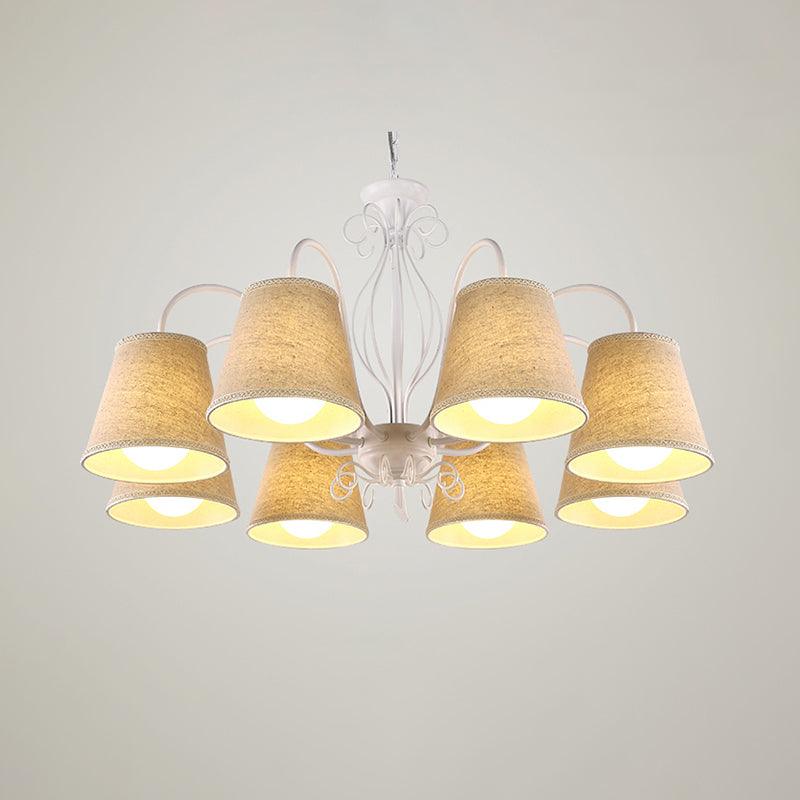 3/6/8 Bulbs Ceiling Lamp with Cone Fabric Shade Classic Chandelier - Rebooters