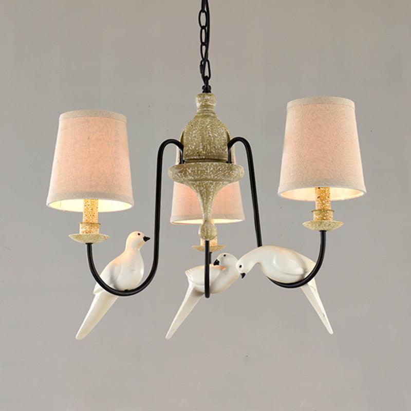3/8 Lights Fabric Hanging Chandelier Traditional Flaxen Pendant - Rebooters