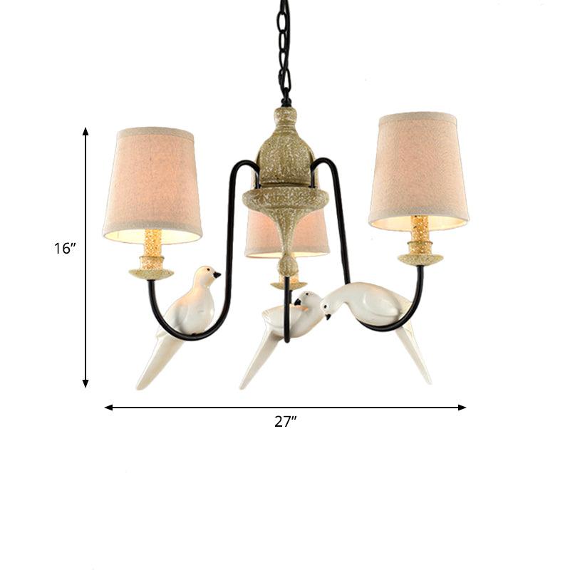 3/8 Lights Fabric Hanging Chandelier Traditional Flaxen Pendant - Rebooters