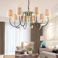 3/8 Lights Fabric Hanging Chandelier Traditional Flaxen Pendant - Rebooters
