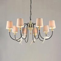 3/8 Lights Fabric Hanging Chandelier Traditional Flaxen Pendant - Rebooters