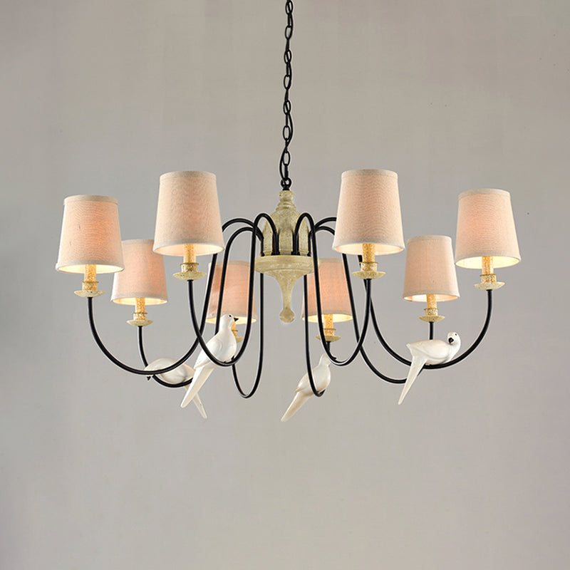 3/8 Lights Fabric Hanging Chandelier Traditional Flaxen Pendant - Rebooters