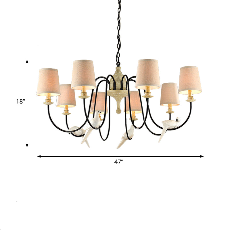 3/8 Lights Fabric Hanging Chandelier Traditional Flaxen Pendant - Rebooters