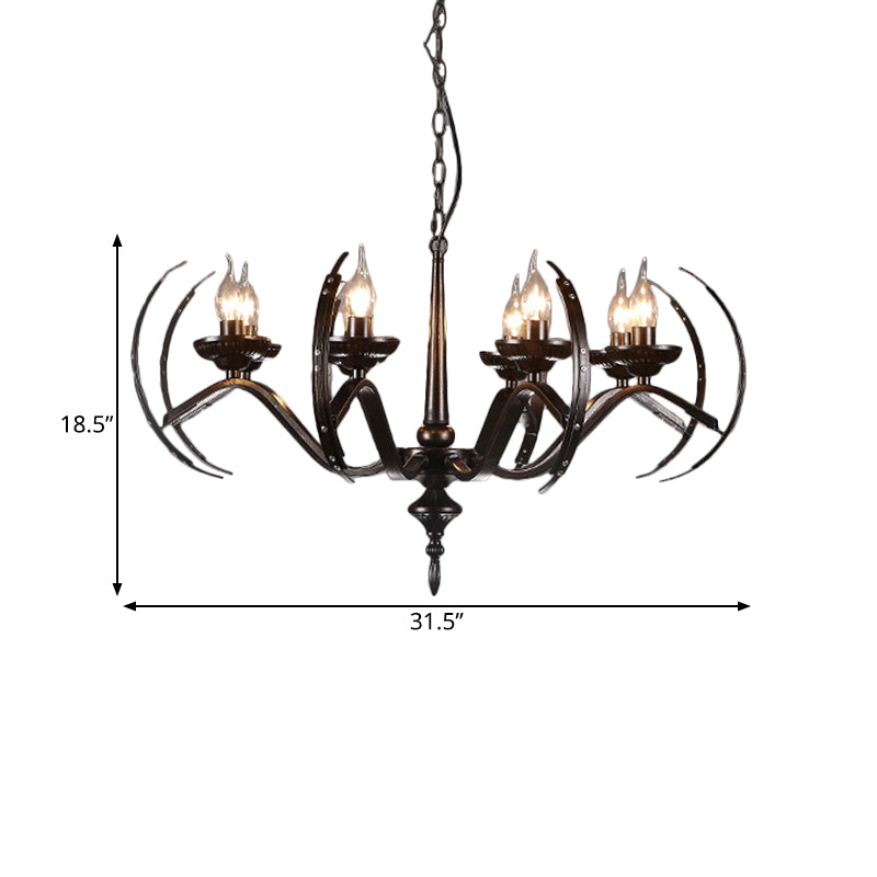 Traditional Candle Hanging Lamp 8 Bulbs Iron Chandelier - Rebooters