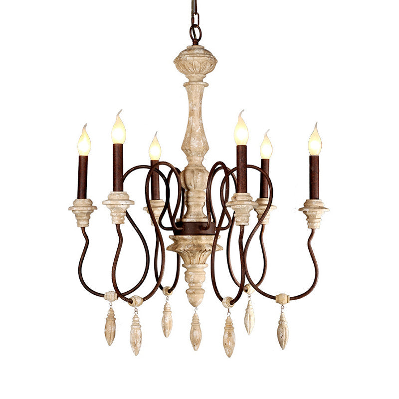 Traditional Candelabra Hanging Pendant 6 Lights Chandelier Ivory - Rebooters