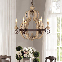 6-Light Chandelier Light Antique Living Room Pendant Beige - Rebooters