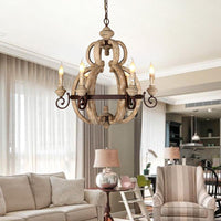 6-Light Chandelier Light Antique Living Room Pendant Beige - Rebooters