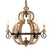6-Light Chandelier Light Antique Living Room Pendant Beige - Rebooters