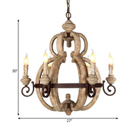 6-Light Chandelier Light Antique Living Room Pendant Beige - Rebooters