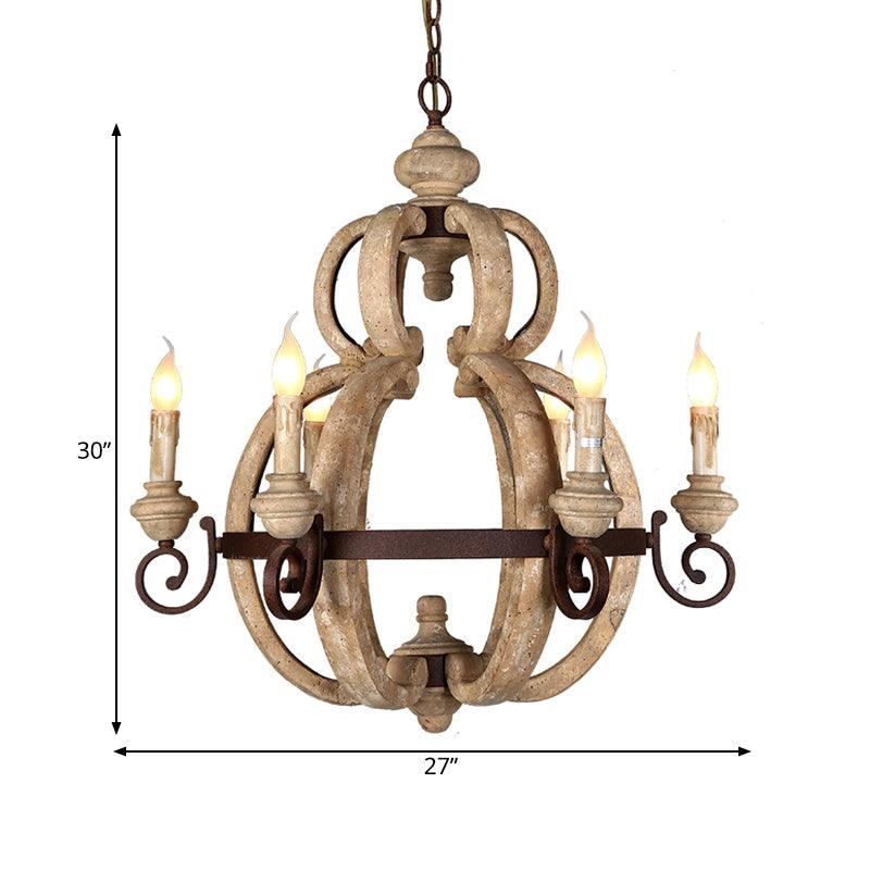 6-Light Chandelier Light Antique Living Room Pendant Beige - Rebooters