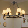Rustic Ring Hanging Pendant 6 Lights Fabric Ceiling Chandelier - Rebooters