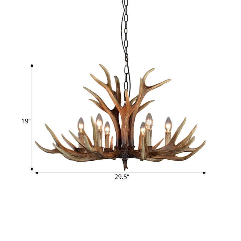 Wood Candle Pendant Chandelier Rural Resin 6/8/12 Heads Ceiling Light - Rebooters