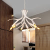 White 6 Lights Chandelier Lighting Modern Resin Faux Antler - Rebooters