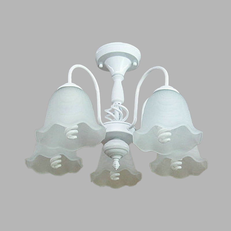 White 5 Lights Ceiling Lighting Classic Opal Glass Scalloped Semi Flush Light for Corridor - Rebooters