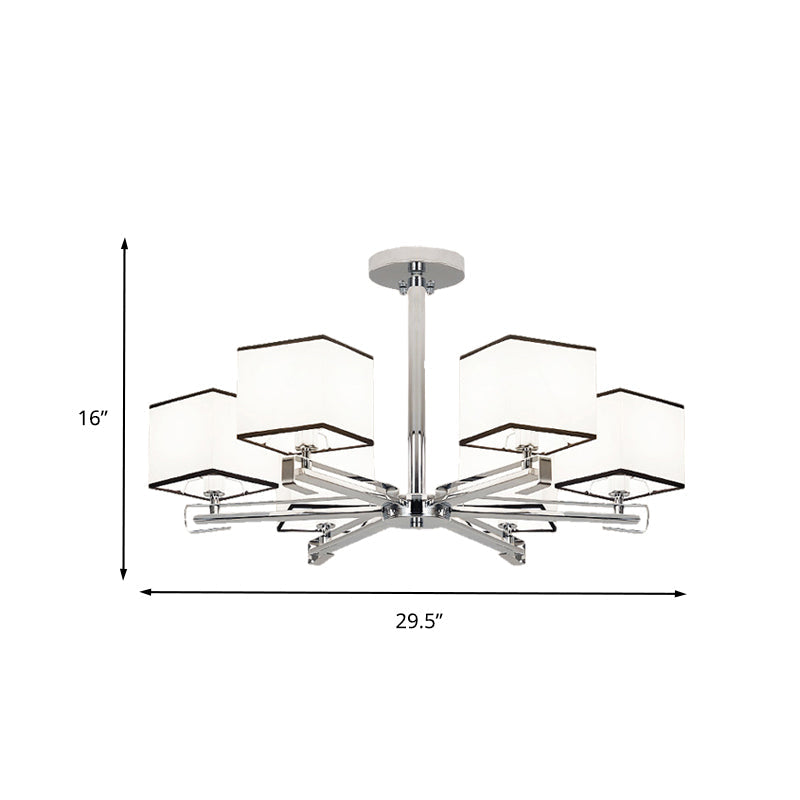 White 3/6/8 Lights Chandelier Light Classic Fabric Lamp - Rebooters