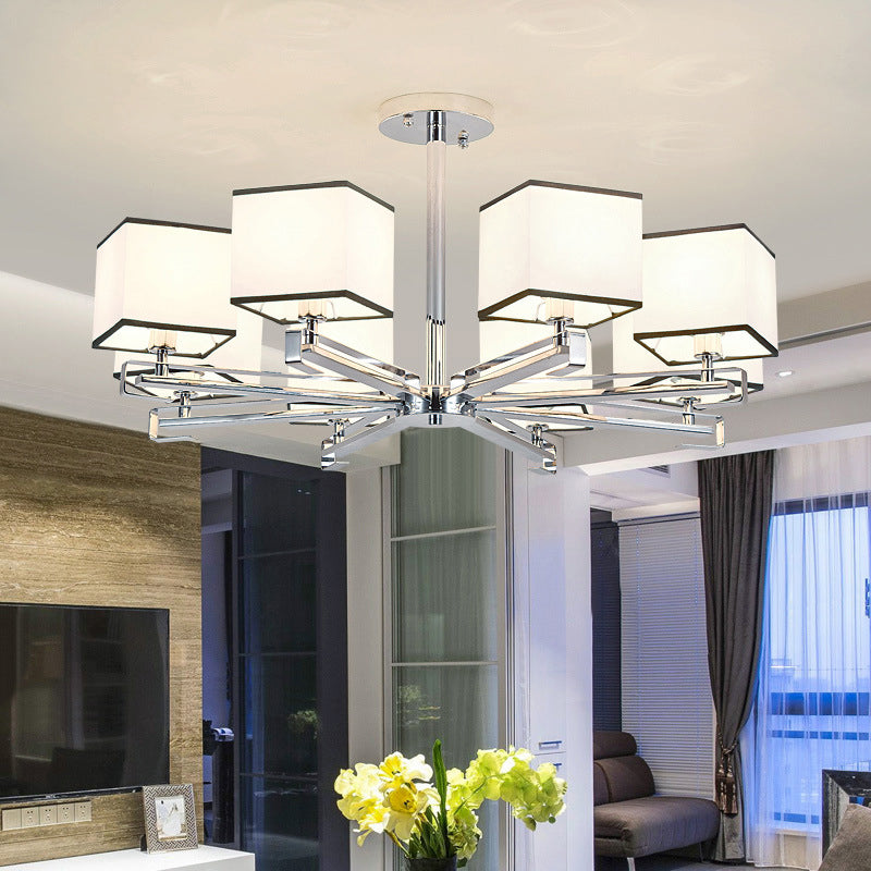 White 3/6/8 Lights Chandelier Light Classic Fabric Lamp - Rebooters