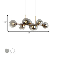 8 Bulbs Ball Island Lamp Clear Smoke Glass Black Gold - Rebooters