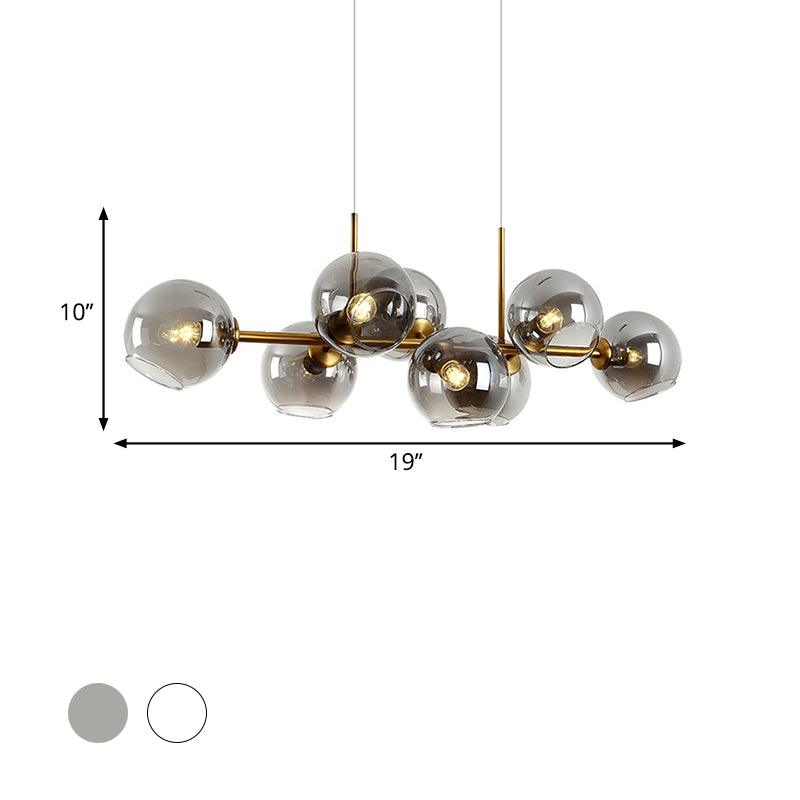 8 Bulbs Ball Island Lamp Clear Smoke Glass Black Gold - Rebooters
