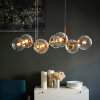 8 Bulbs Ball Island Lamp Clear Smoke Glass Black Gold - Rebooters