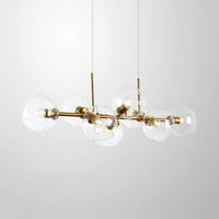 8 Bulbs Ball Island Lamp Clear Smoke Glass Black Gold - Rebooters