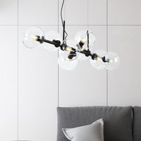 8 Bulbs Ball Island Lamp Clear Smoke Glass Black Gold - Rebooters