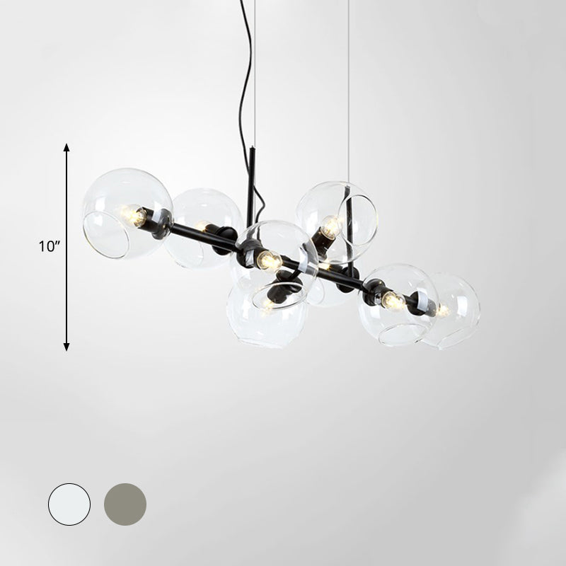 8 Bulbs Ball Island Lamp Clear Smoke Glass Black Gold - Rebooters
