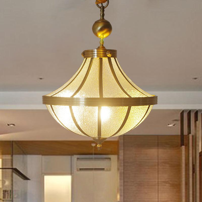 Jar Pendant Chandelier Traditional Frosted Glass Brass Lamp - Rebooters