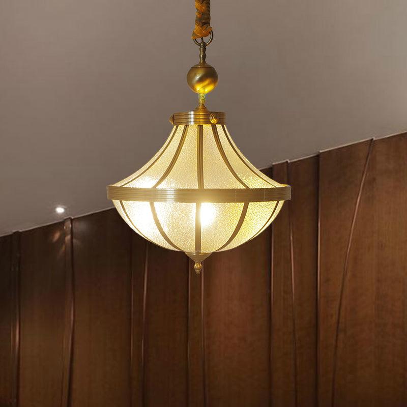 Jar Pendant Chandelier Traditional Frosted Glass Brass Lamp - Rebooters