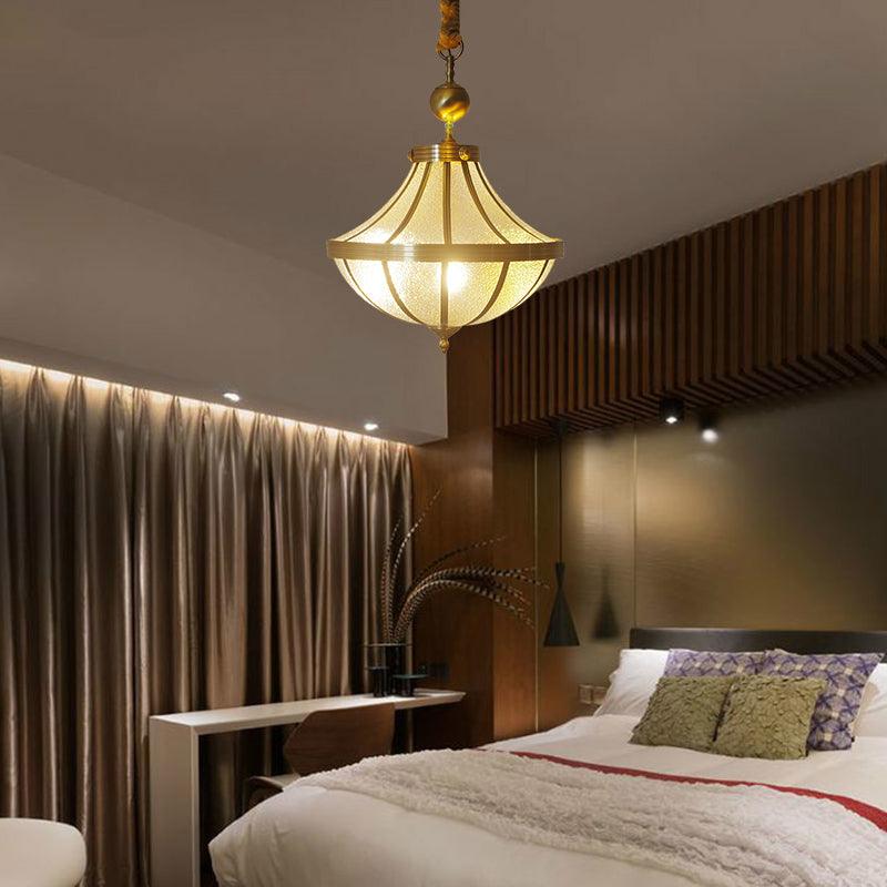 Jar Pendant Chandelier Traditional Frosted Glass Brass Lamp - Rebooters