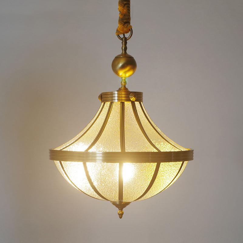 Jar Pendant Chandelier Traditional Frosted Glass Brass Lamp - Rebooters