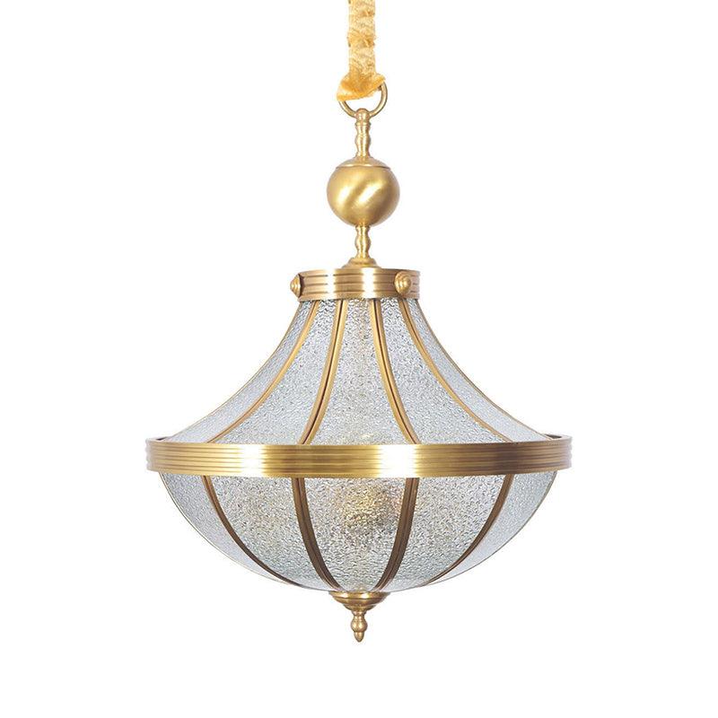 Jar Pendant Chandelier Traditional Frosted Glass Brass Lamp - Rebooters