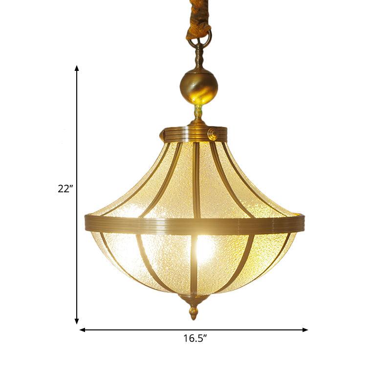 Jar Pendant Chandelier Traditional Frosted Glass Brass Lamp - Rebooters