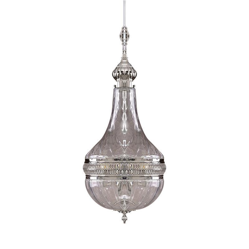 12 Inch 16 Inch Wide Gourd Chandelier Lighting Colonial Clear Glass Brass Chrome 4 Bulbs Ceiling Light - Rebooters