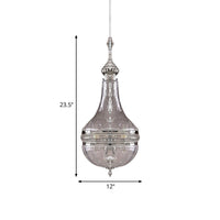 12 Inch 16 Inch Wide Gourd Chandelier Lighting Colonial Clear Glass Brass Chrome 4 Bulbs Ceiling Light - Rebooters
