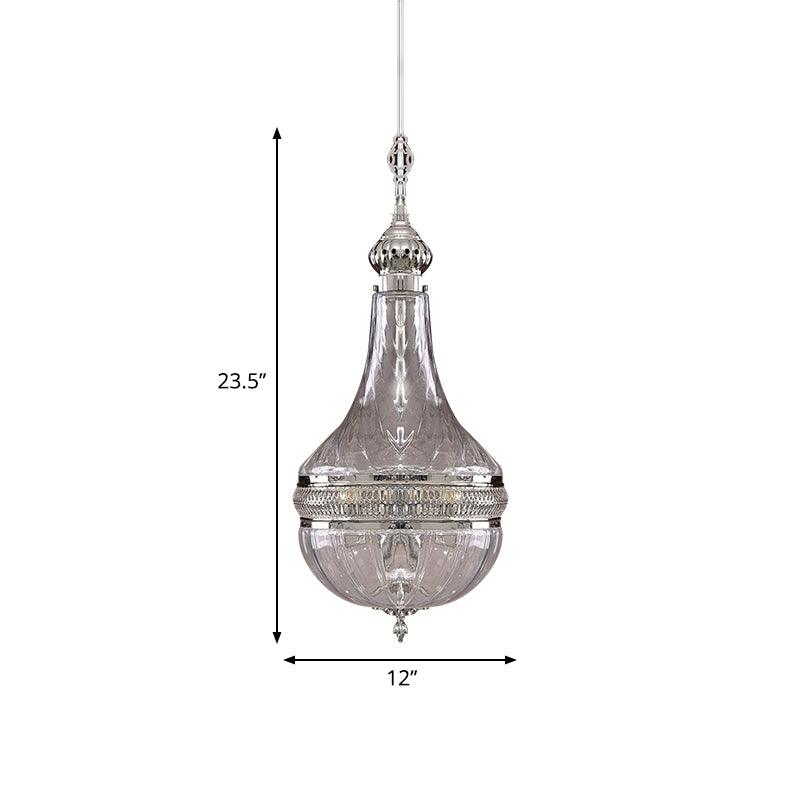 12 Inch 16 Inch Wide Gourd Chandelier Lighting Colonial Clear Glass Brass Chrome 4 Bulbs Ceiling Light - Rebooters