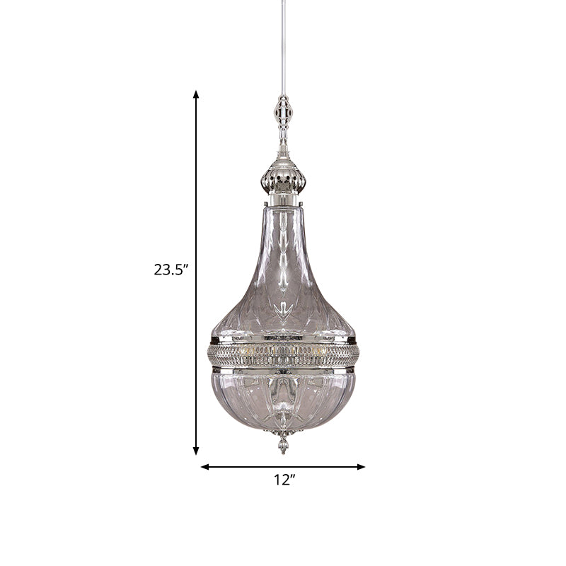 12 Inch 16 Inch Wide Gourd Chandelier Lighting Colonial Clear Glass Brass Chrome 4 Bulbs Ceiling Light - Rebooters