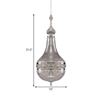 12 Inch 16 Inch Wide Gourd Chandelier Lighting Colonial Clear Glass Brass Chrome 4 Bulbs Ceiling Light - Rebooters