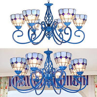 6/8 Lights Bowl Pendant Lamp with Chain Mediterranean Light - Rebooters