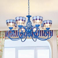 6/8 Lights Bowl Pendant Lamp with Chain Mediterranean Light - Rebooters