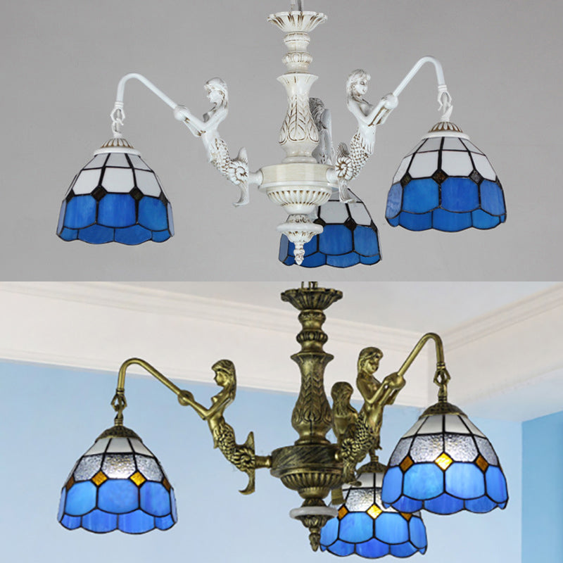 3 Lights Dining Room Ceiling Lamp Tiffany Style Chandelier - Rebooters