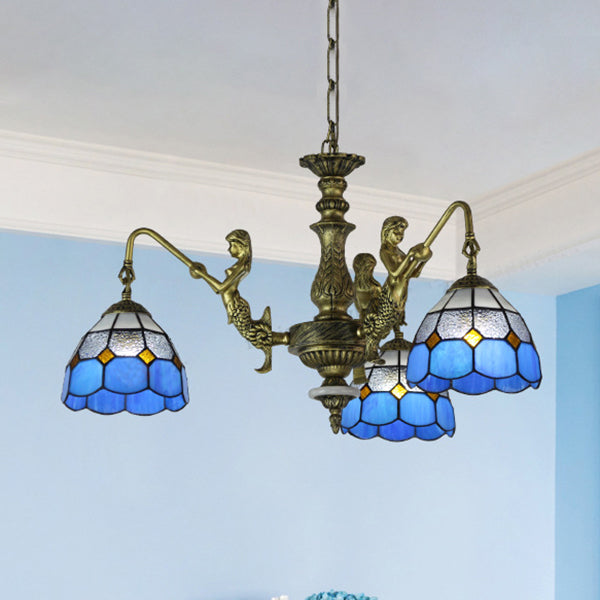 3 Lights Dining Room Ceiling Lamp Tiffany Style Chandelier - Rebooters