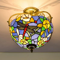 2 Lights Kitchen Semi-Flush Mount Beige Red Orange Ceiling Lighting - Rebooters