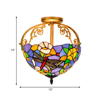 2 Lights Kitchen Semi-Flush Mount Beige Red Orange Ceiling Lighting - Rebooters