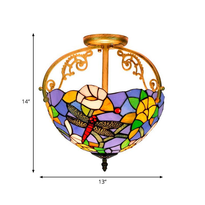 2 Lights Kitchen Semi-Flush Mount Beige Red Orange Ceiling Lighting - Rebooters